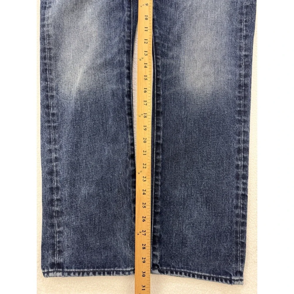 Levis 513 Jeans Men 34x30 Blue Slim Straight Stretch Whisker Distress Denim